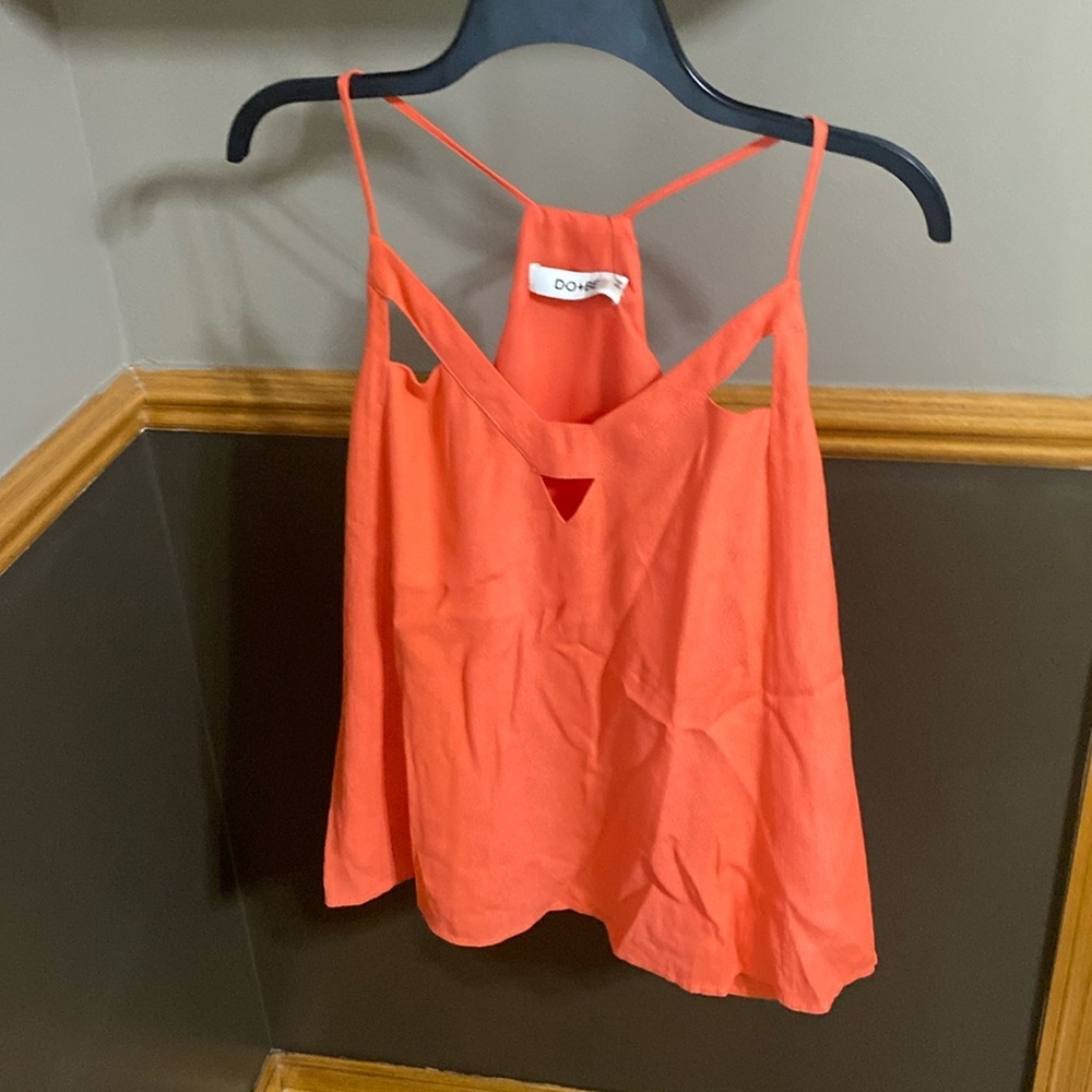 DO+BE orange tank top with triangle cutouts size small